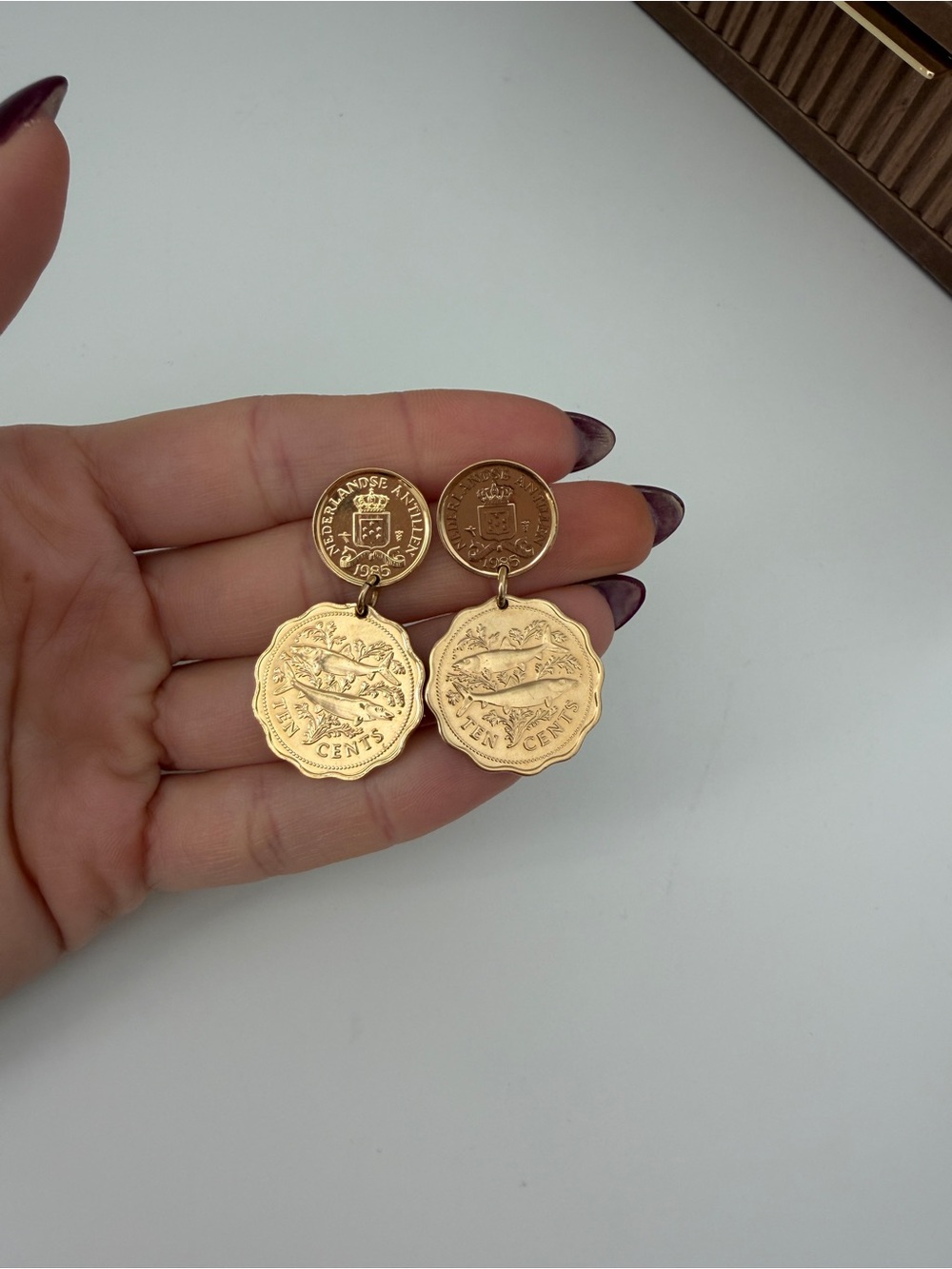 Gold Coin Drop Earrings - Women Jewelry